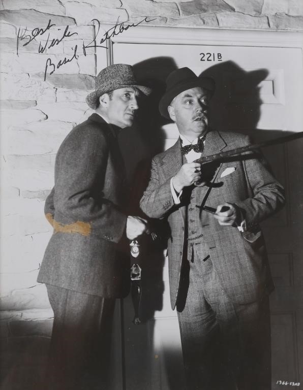 Appraisal: BASIL RATHBONE SIGNED PHOTOGRAPHBasil Rathbone ''Sherlock Holmes'' signed photograph Signed