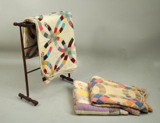 Appraisal: Group Three Vintage American Quilts Quilt Rack Group of three