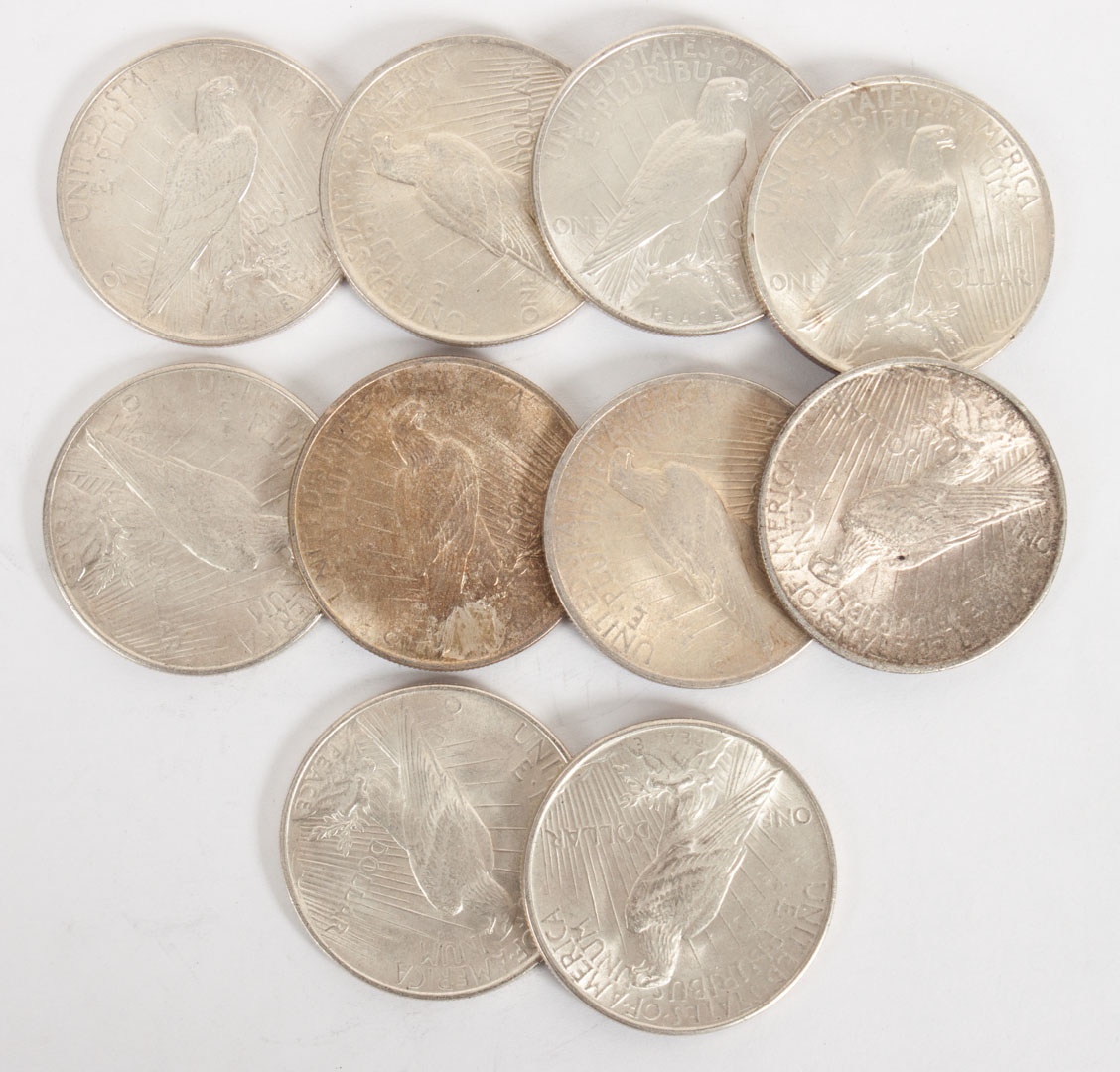 Appraisal: U S Silver Dollars Ten Peace type MS-