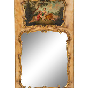 Appraisal: A French Painted and Parcel Gilt Trumeau Mirror th Century