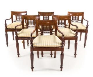 Appraisal: A Group of Six Anglo-Colonial Style Mahogany Armchairs th century