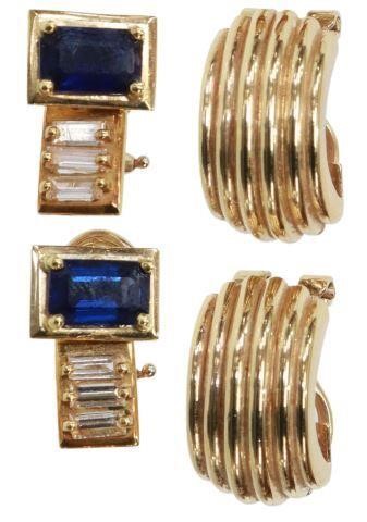 Appraisal: pairs Estate kt yellow gold earrings including pair huggie earrings