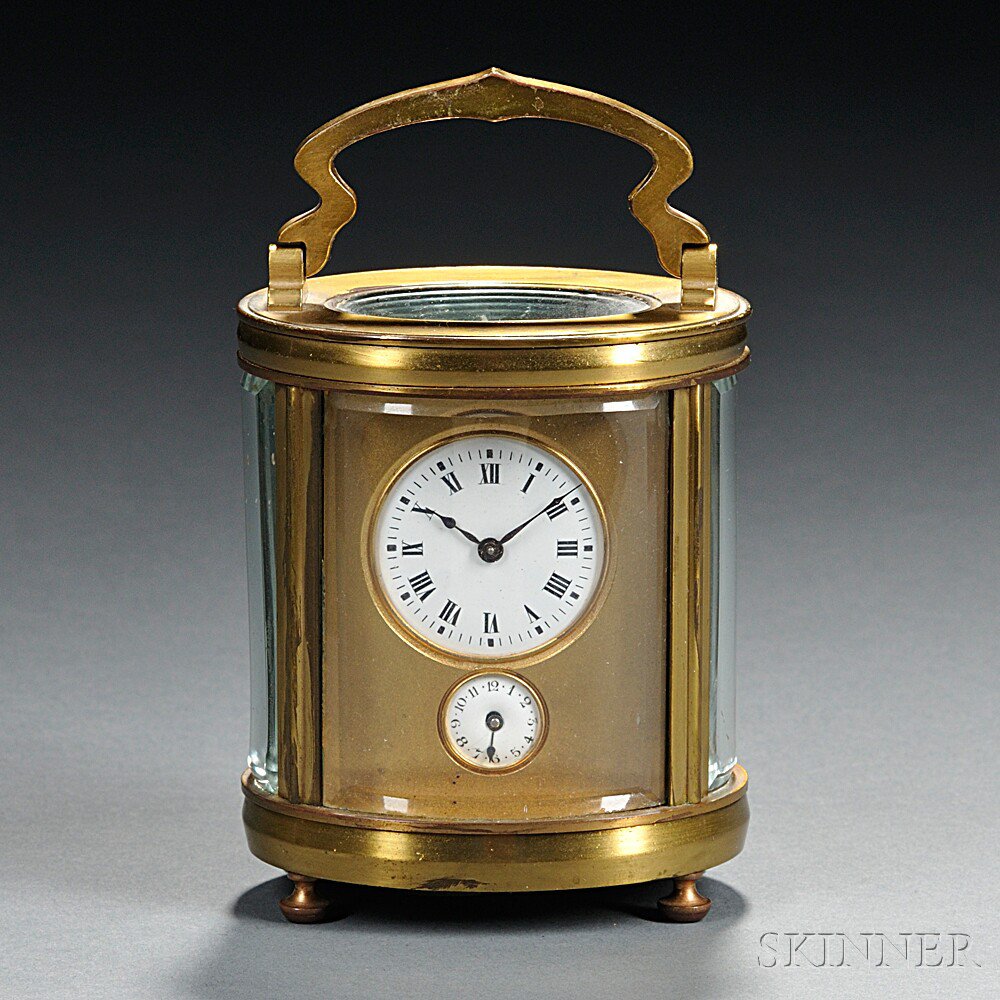 Appraisal: Miniature Oval Carriage Clock with Alarm French c the oval