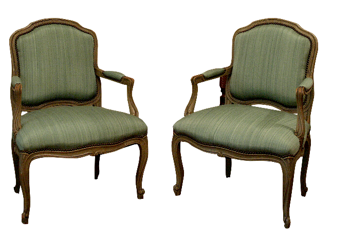 Appraisal: Louis Armchairs Pair of Louis XV Style Armchairs Pair of