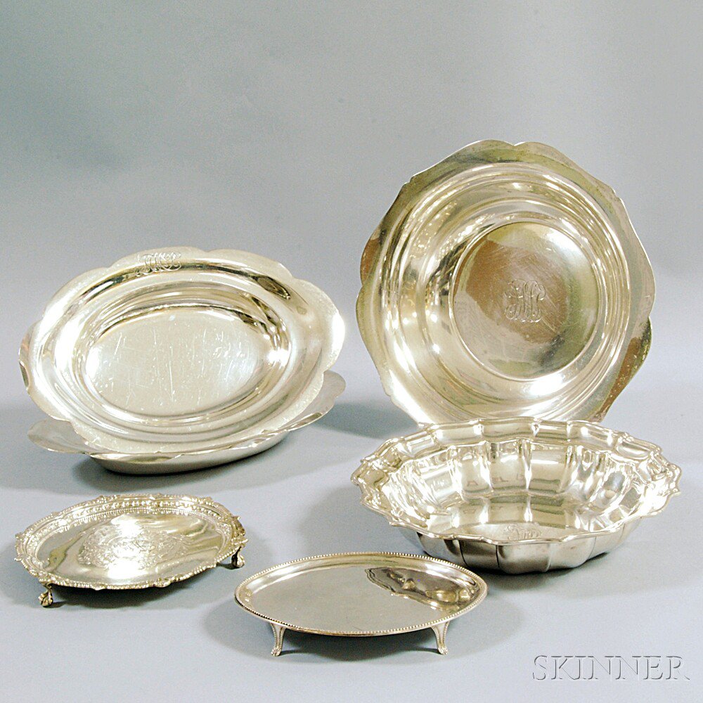 Appraisal: Six Assorted Sterling Silver Dishes and Serving Pieces a pair