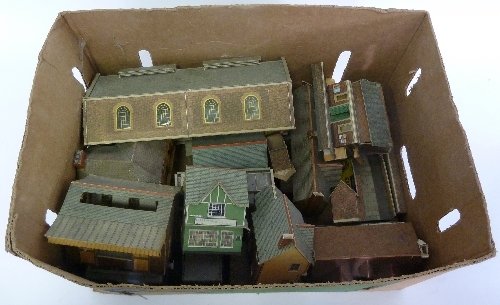 Appraisal: A quantity of gauge printed cardboard railway buildings shops etc