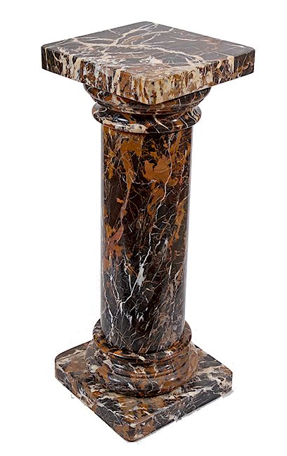 Appraisal: MARBLE PEDESTAL MARBLE PEDESTAL A THREE PIECE BEAUTIFULLY COLORED MARBLE