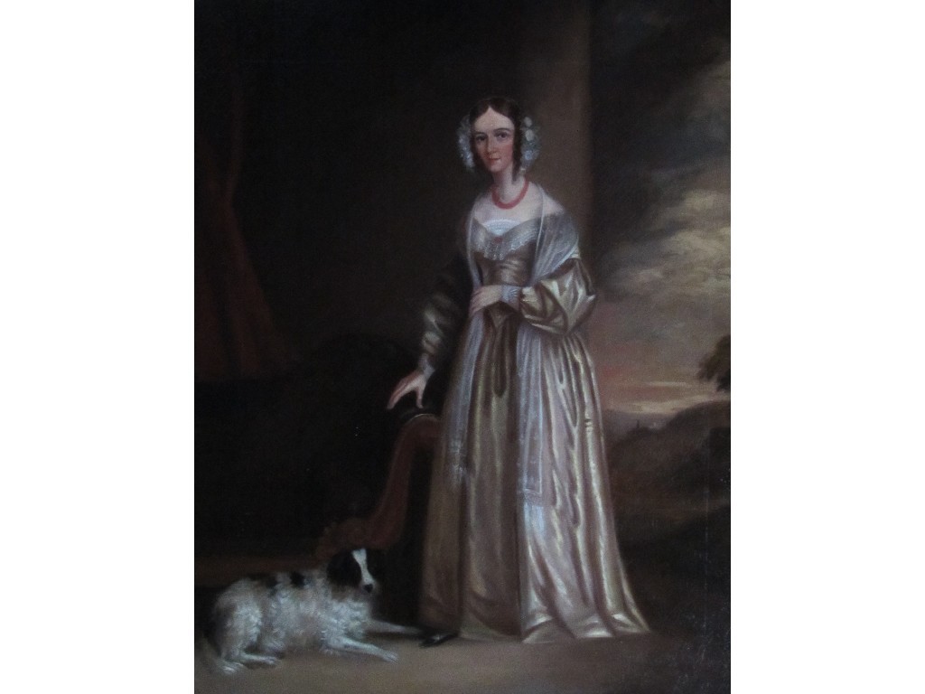 Appraisal: ENGLISH SCHOOL TH CENTURY PORTRAIT OF A LADY AND DOG