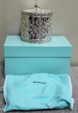 Appraisal: STERLING Tiffany Co Sterling SilverCylindrical Lidded Box With original box