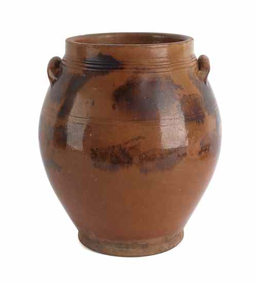 Appraisal: New England redware crock th c with a manganese splash