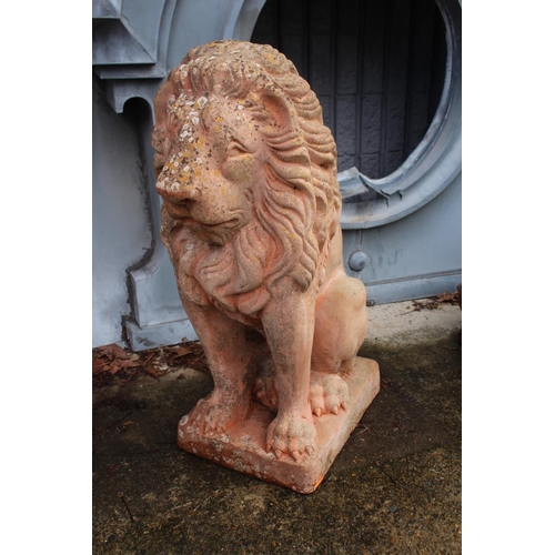 Appraisal: Large old French terracotta figure of a seated lion approx