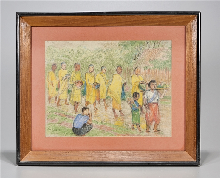 Appraisal: Two contemporary Southeast Asian artworks each illegibly signed and framed