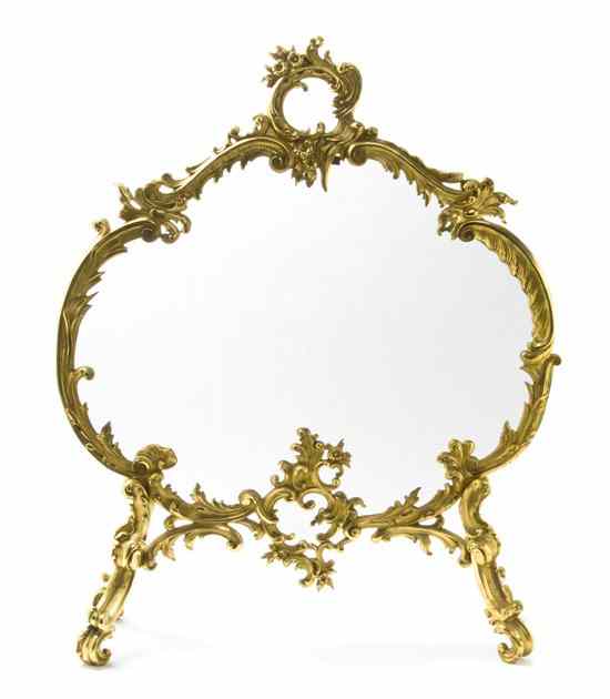 Appraisal: A Louis XV Style Gilt Bronze Fire Screen of cartouche