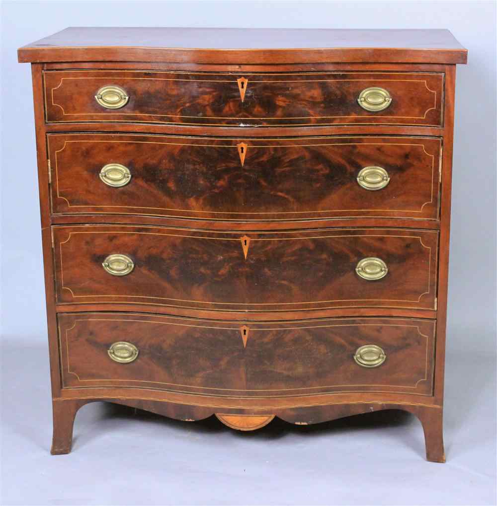 Appraisal: FEDERAL INLAID MAHOGANY SERPENTINE CHEST partially late th century the