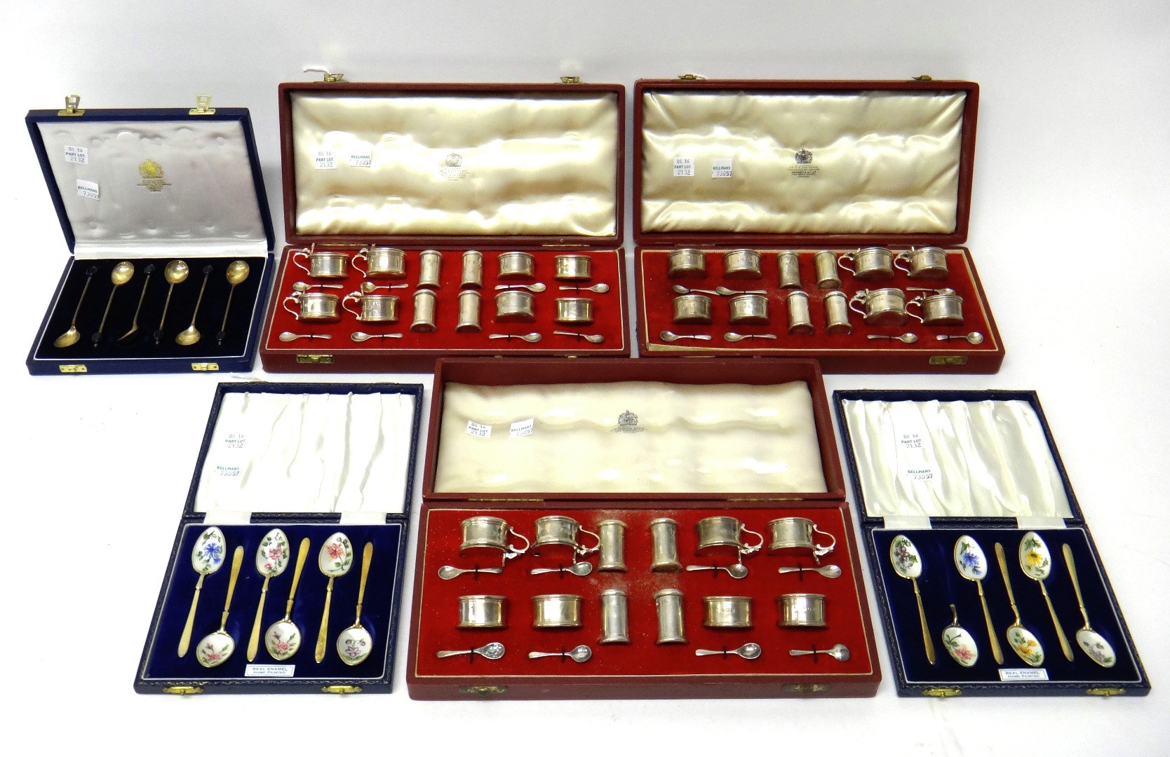 Appraisal: Three sets of silver condiments each set comprising four mustard