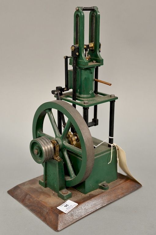 Appraisal: Vertical steam engine green black painted cast iron flywheel stroke