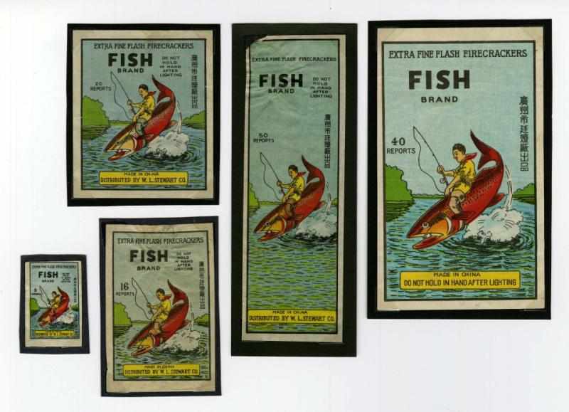 Appraisal: Lot of Firecracker Labels Includes fish label packs in and