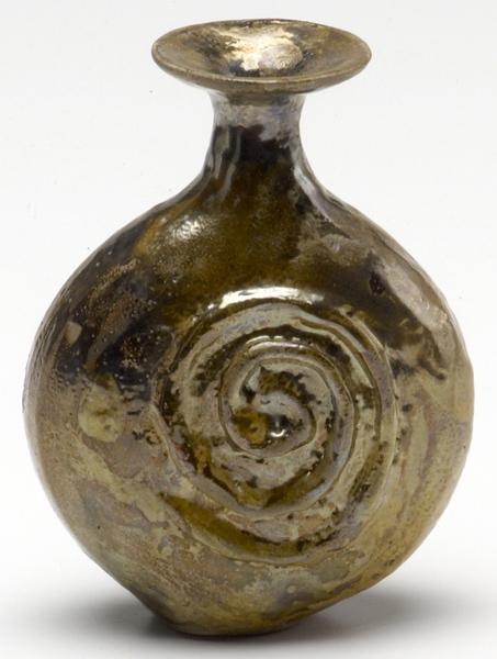 Appraisal: BEATRICE WOOD Bottle-shaped vessel covered in lustered glazes Purchased at