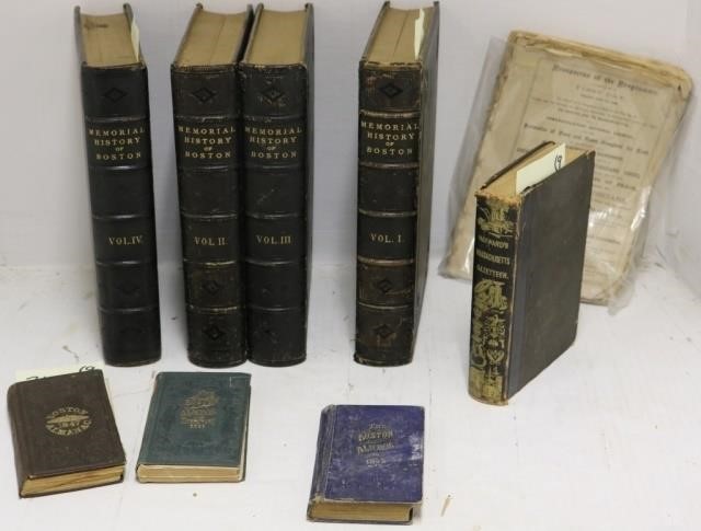 Appraisal: BOOKS RELATED TO BOSTON MASS TO INCLUDE LEATHER BOUND BOOKS