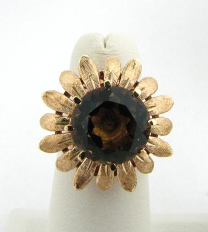 Appraisal: K yellow gold smoky quartz flower ring SRP- -