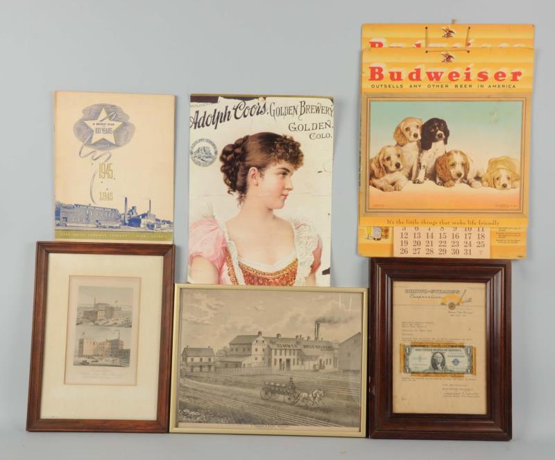 Appraisal: Lot of Brewery Advertising Items Includes a Budweiser calendar a