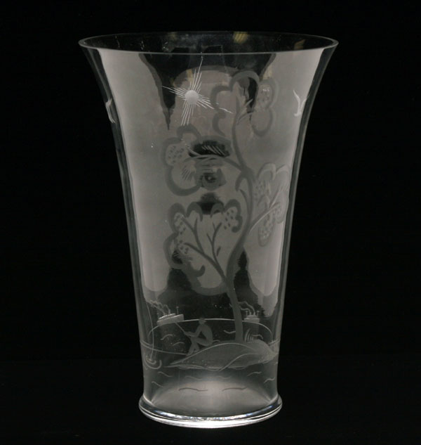 Appraisal: Orrefors Scandinavian art glass vase featuring an Art Deco design