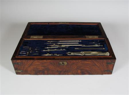 Appraisal: A th century box of drawing instruments the interior composed