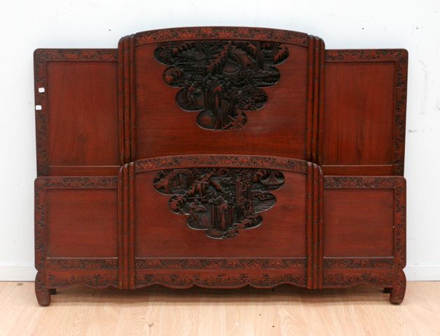 Appraisal: A carved Shanghai Art Deco single bed circa