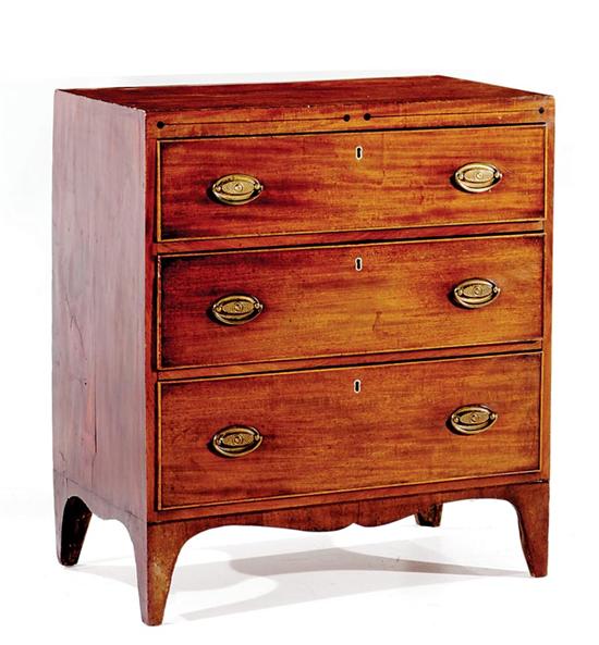 Appraisal: English Hepplewhite style mahogany chest of drawers circa rectangular top