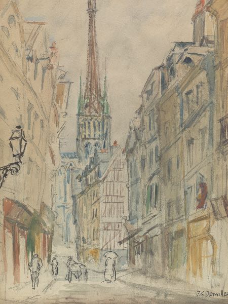 Appraisal: FREDERICK DETWILLER AMERICAN - x Rouen France Mixed media watercolor