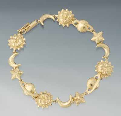 Appraisal: A Ladies' Celestial Design Gold Bracelet k yellow gold bracelet