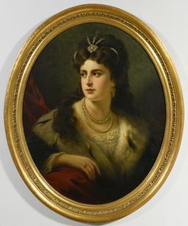 Appraisal: Anton Ebert Portrait of Lady in Ermine Fur Anton Ebert