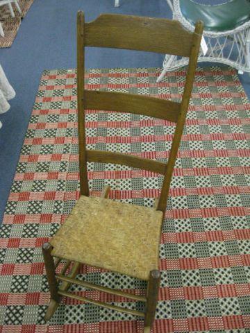 Appraisal: th Century Rocker ladder back split oak seat pegged