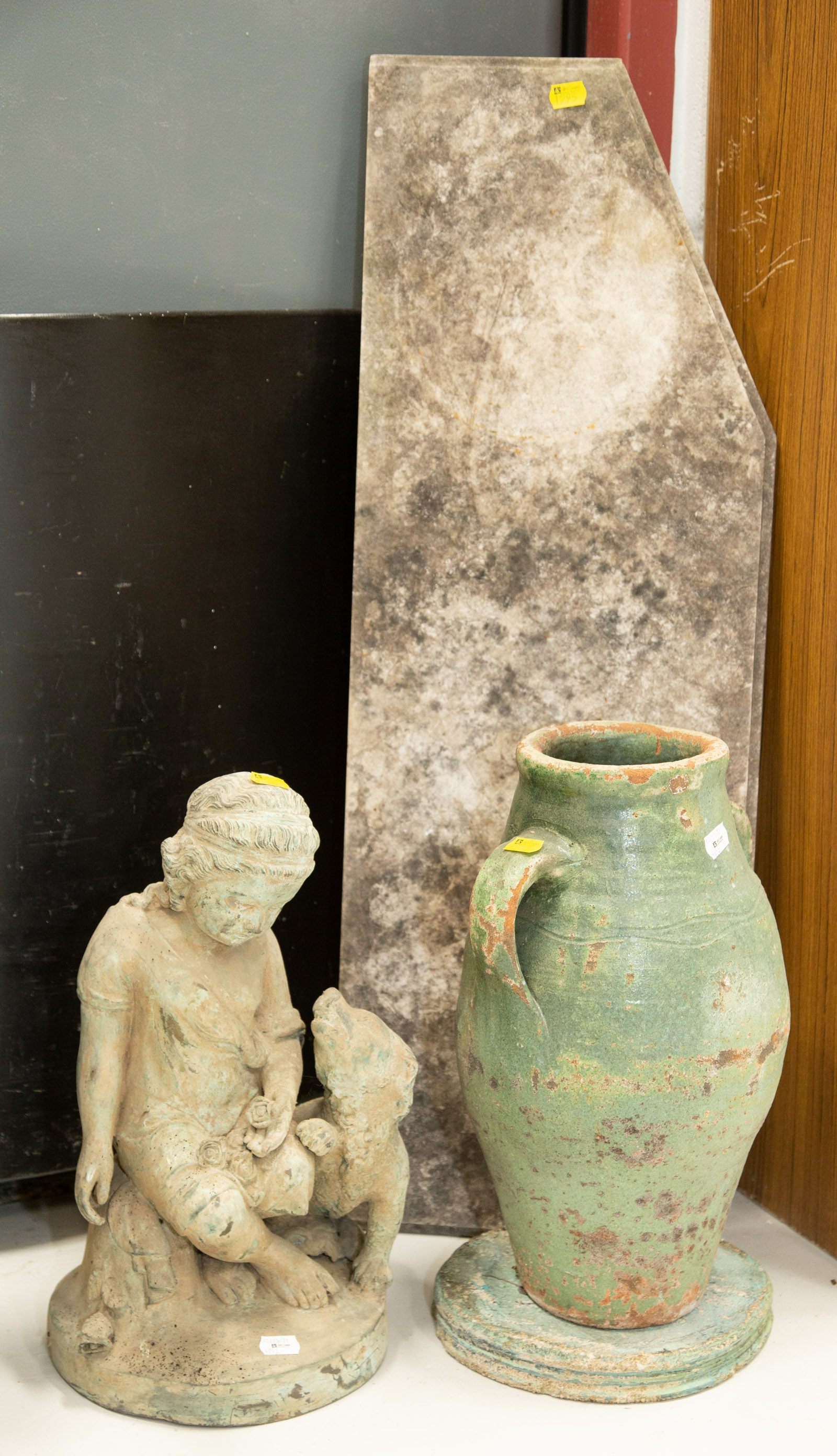 Appraisal: ASSORTED DECORATIVE ITEMS Including a bronze figural group of a