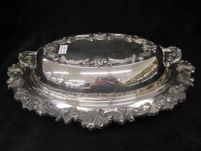 Appraisal: Silverplate Covered Vegetable Dish oval elaborate trim '' x ''