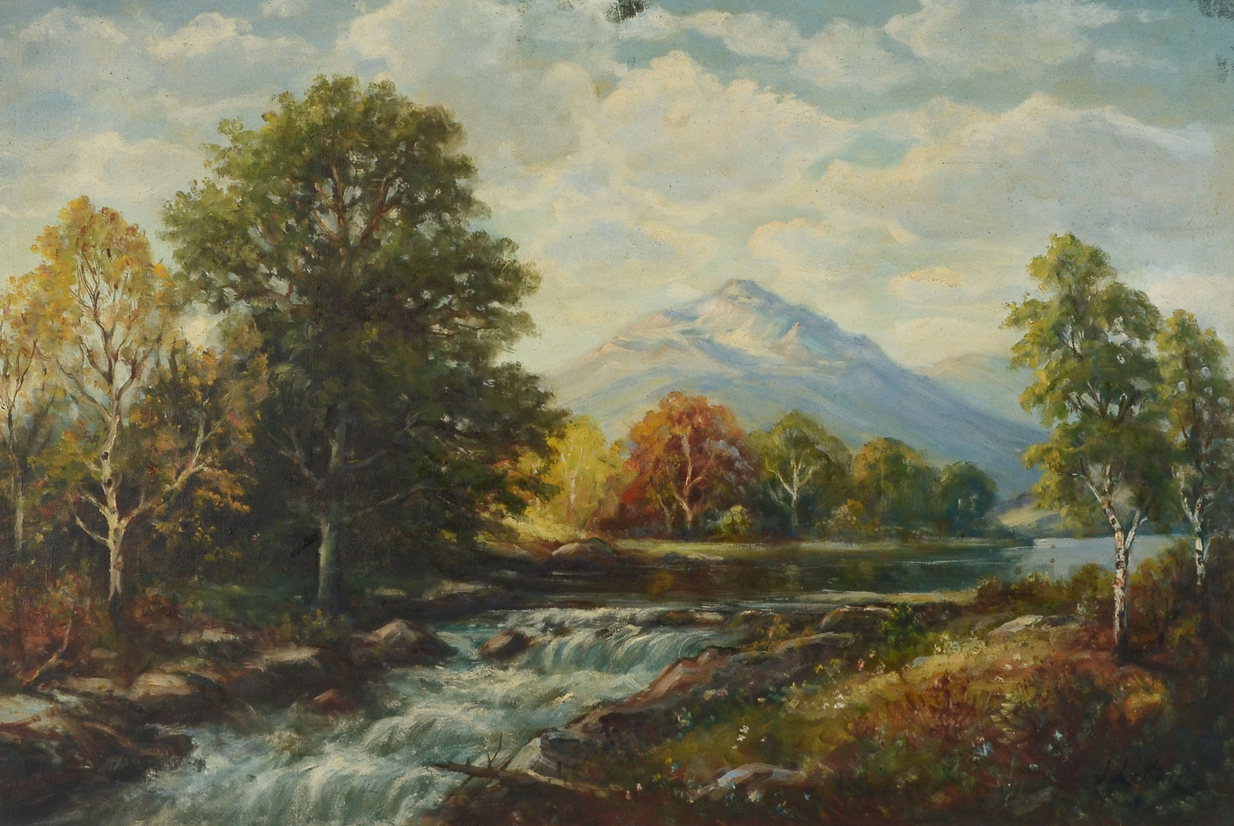 Appraisal: LETTWILL Jeremy British - Landscape with River Rapids Oil Canvas