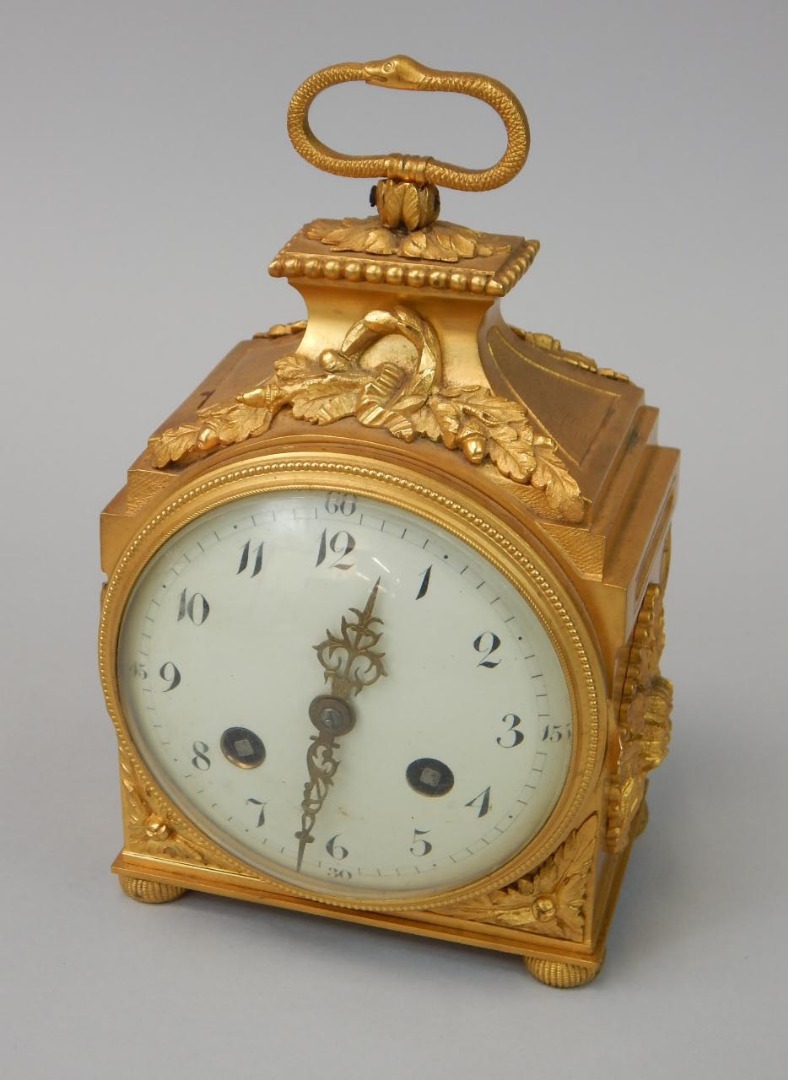 Appraisal: A late thC French ormolu Pendule D'Officier the case with