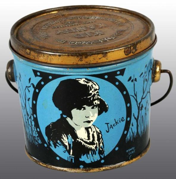 Appraisal: Jackie Coogan Candy Pail Description Blue version Wonderful overall color