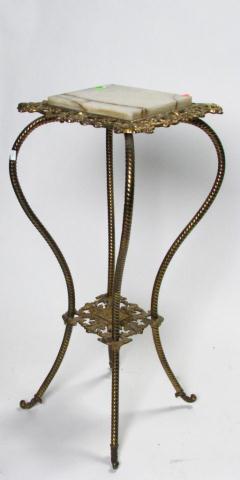 Appraisal: Vintage Cast Brass Marble Top Plant Stand '' high