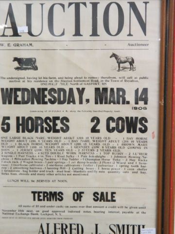 Appraisal: Auction Broadside Sign farm auction by Alfred J Smith x