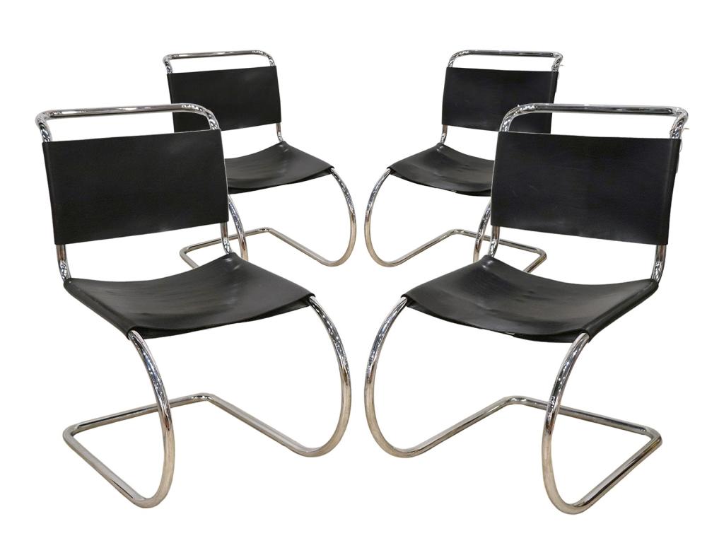 Appraisal: MR KNOLL ARMLESS LEATHER SLING CHAIRS Miles van der Rohe