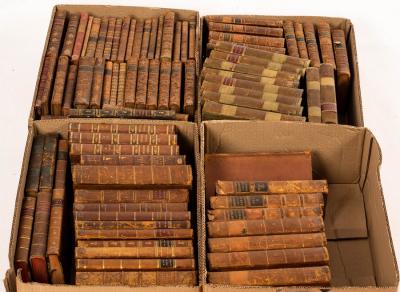 Appraisal: A quantity of leather bound volumes approximately in four boxes