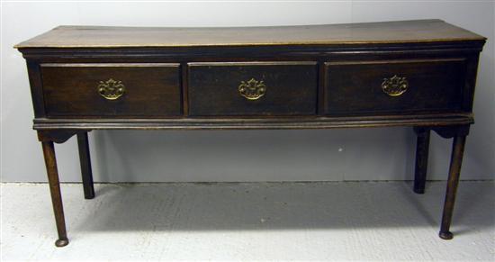 Appraisal: th century oak dresser with three drawers on straight turned