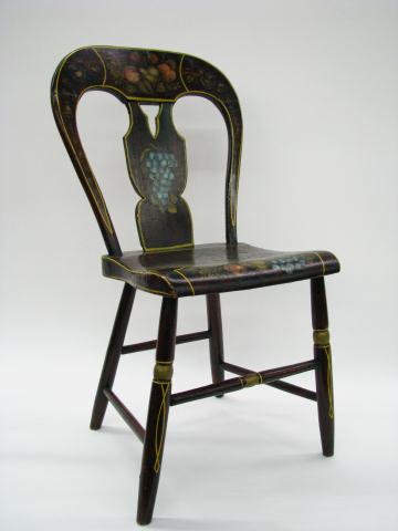 Appraisal: Set of four antique paint decorated chairs fiddle back and