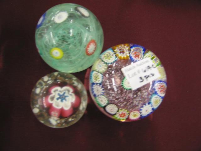 Appraisal: Italian Art Glass Paperweights milefiori designs