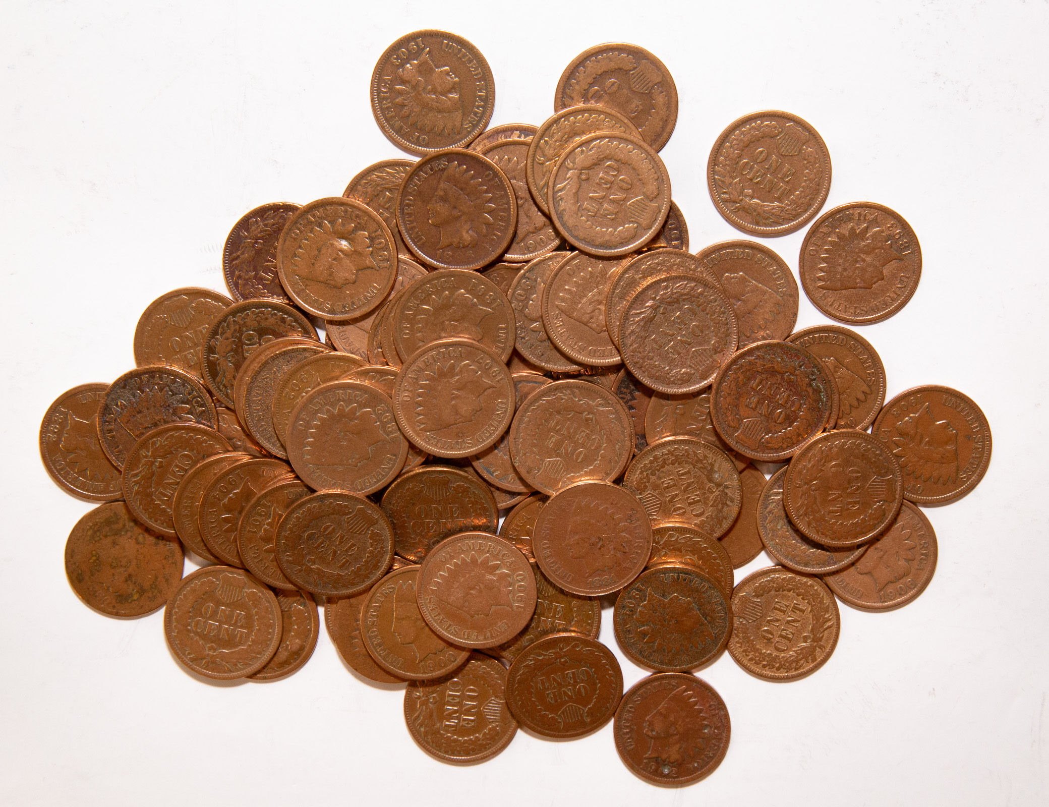 Appraisal: BAG OF CLEANED POLISHED INDIAN CENTS Grades would have been