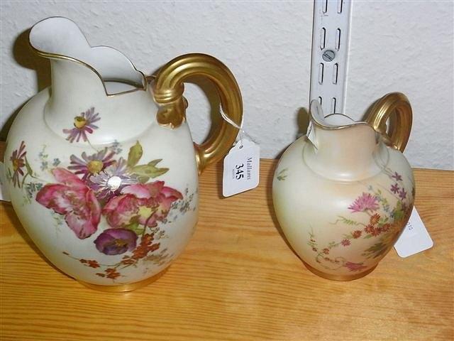 Appraisal: A ROYAL WORCESTER FLAT BACK JUG decorated with a bouquet