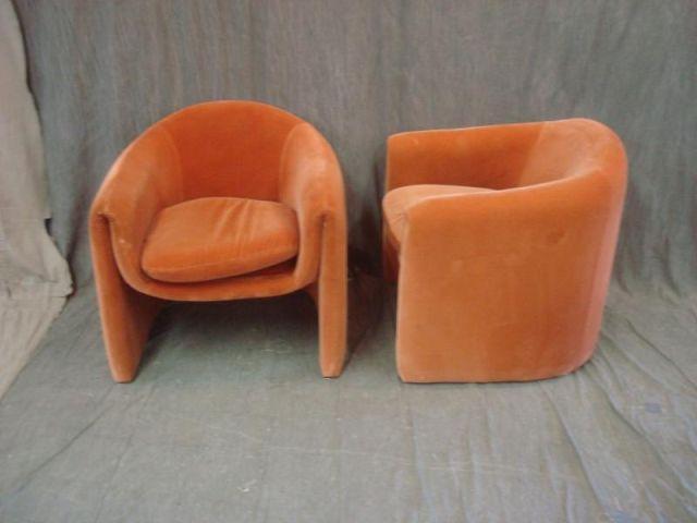 Appraisal: Pair of Midcentury Upholstered Club Chairs From a Greenwich CT