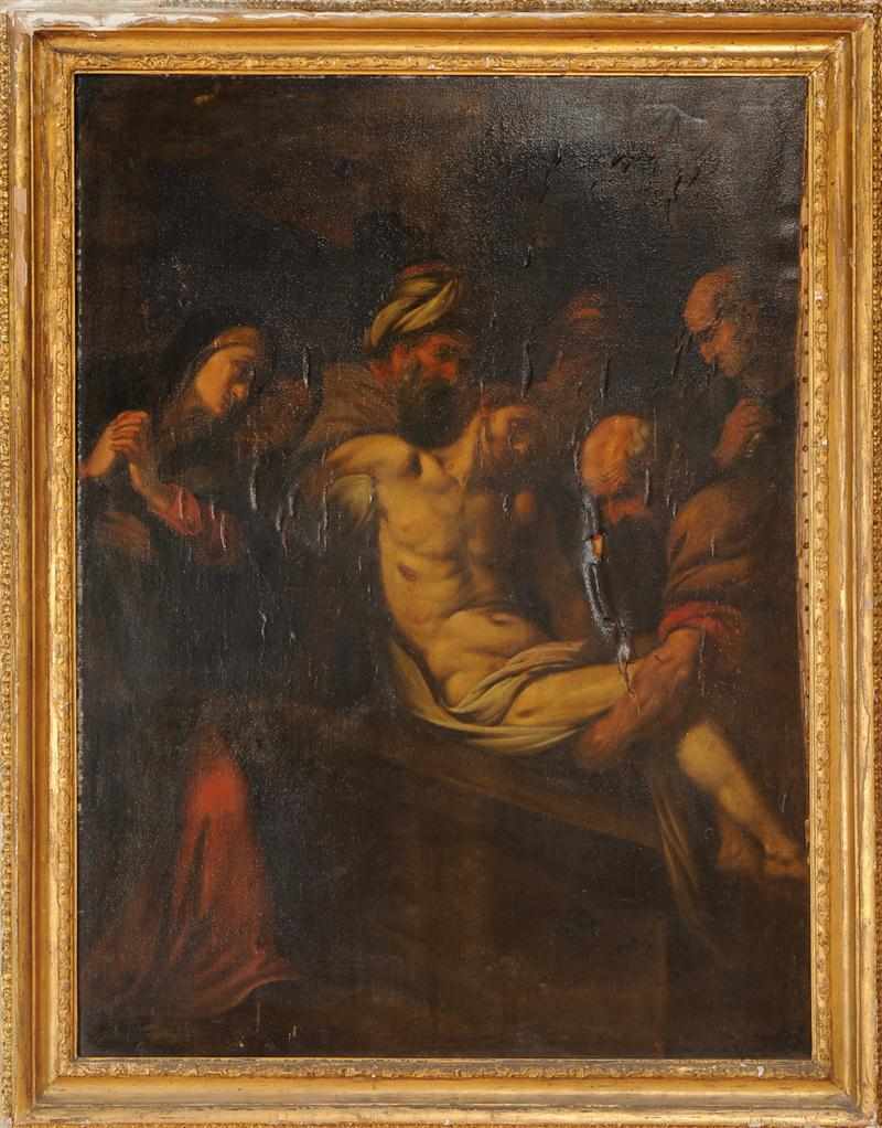 Appraisal: VENETIAN SCHOOL DEPOSITION OF CHRIST Oil on canvas relined Provenance