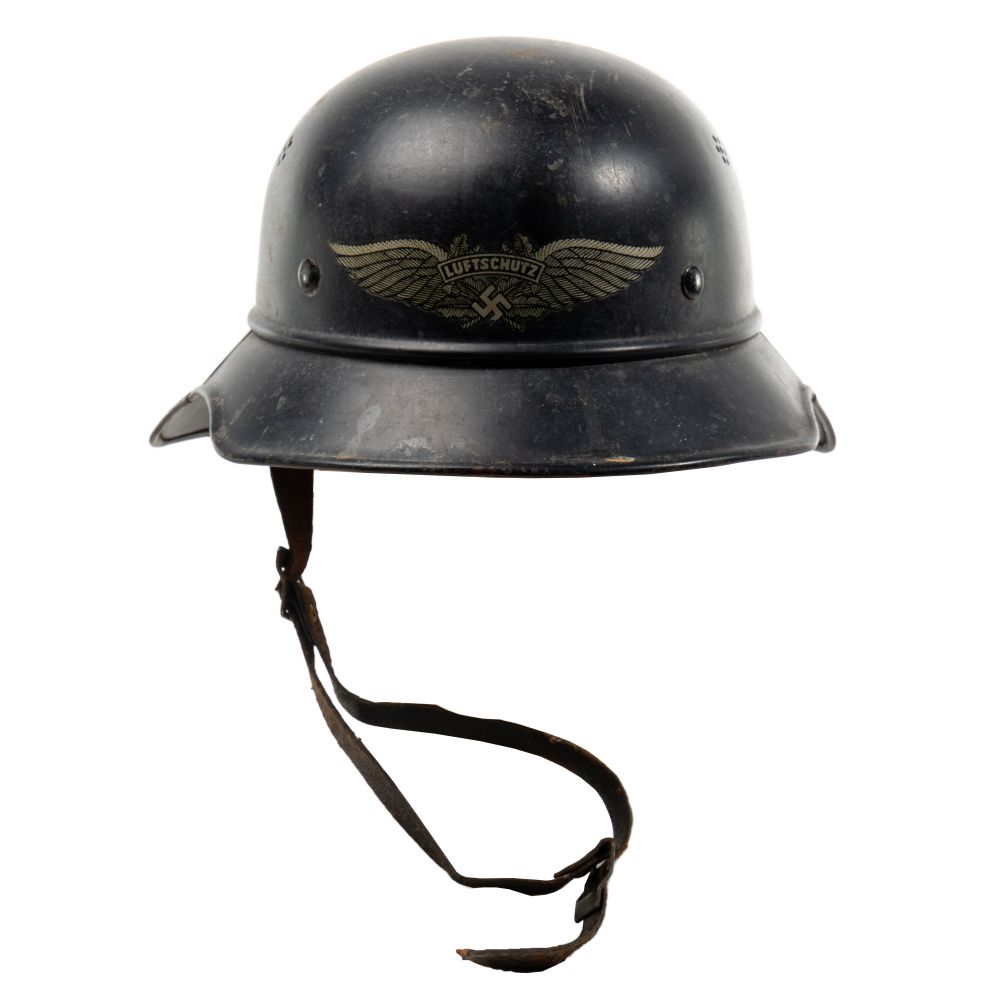 Appraisal: WORLD II GERMAN LUFTSHULTZ HELMETGladiator helmet having an original liner